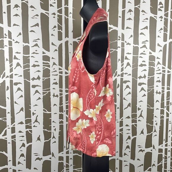 Caribbean Joe Vintage 90's Tropical Print Button Front Sleeveless Top M - Picture 3 of 7